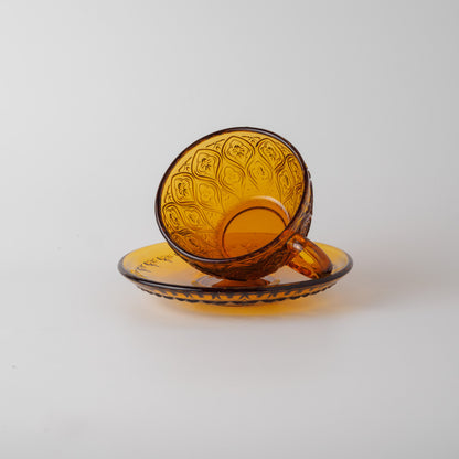 ガラス カップ&ソーサー FIORE アンバー