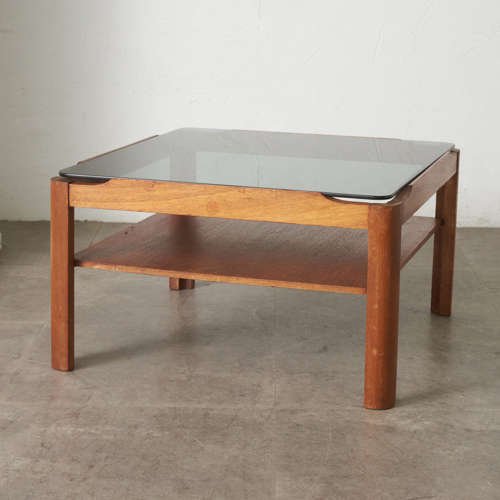 ヴィンテージ スモークガラストップ コーヒーテーブル