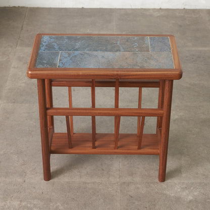 ヴィンテージ マガジンラック付き タイルトップサイドテーブル