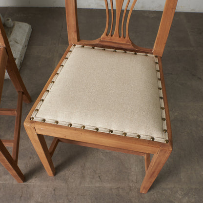 ストリップド加工 ダイニングチェア 4脚セット / 張替済