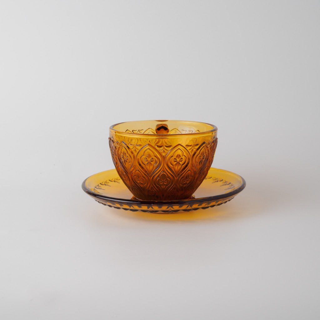 ガラス カップ&ソーサー FIORE アンバー
