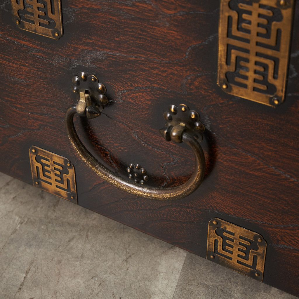李朝家具 無垢材古鉄金具 半閉櫃