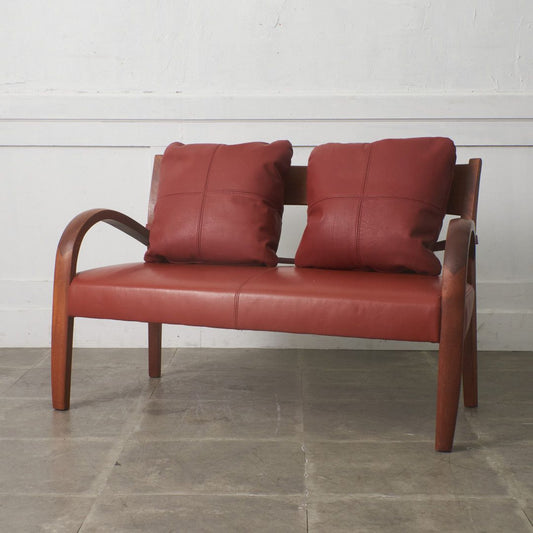 チーク無垢材 2人掛けベンチソファ