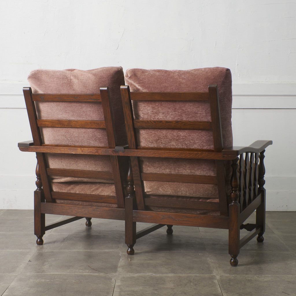 オーク材 アンティーク スタイル 2人掛けソファ