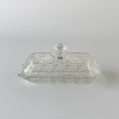 英国ヴィンテージ ガラス製バターケース