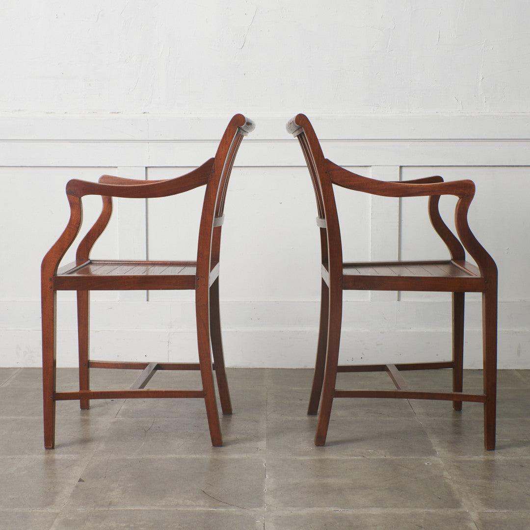 アジアンコロニアル チーク無垢材 アームチェア 2脚セット