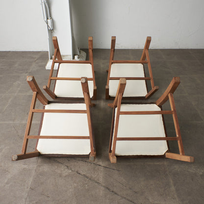 ストリップド加工 ダイニングチェア 4脚セット / 張替済