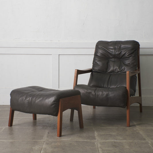 本革 イージーチェア＆オットマン 2点セット