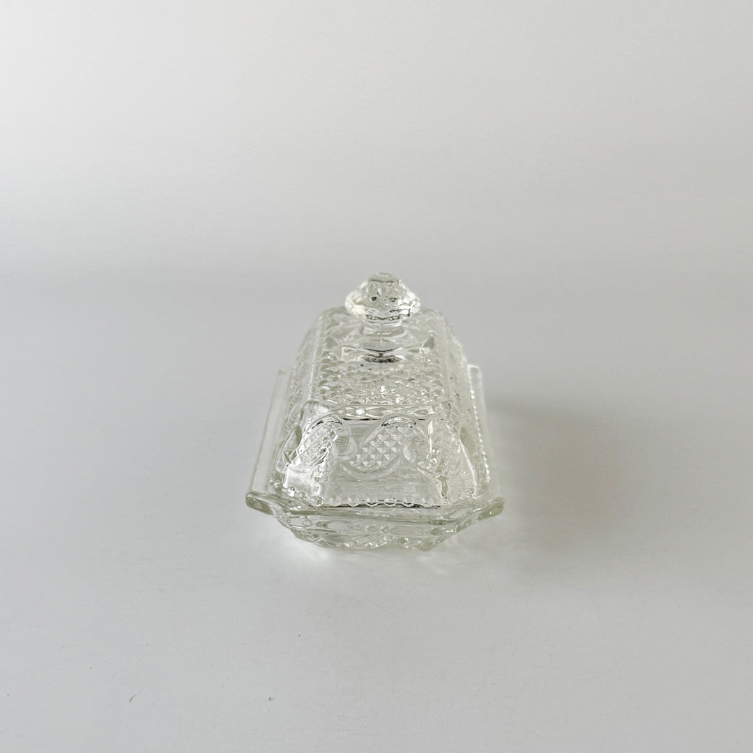 英国ヴィンテージ ガラス製バターケース