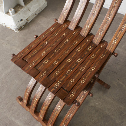 エジプトアンティーク 木象嵌 フォールディングチェア