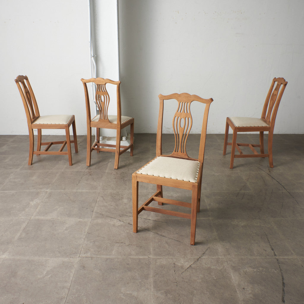 ストリップド加工 ダイニングチェア 4脚セット / 張替済