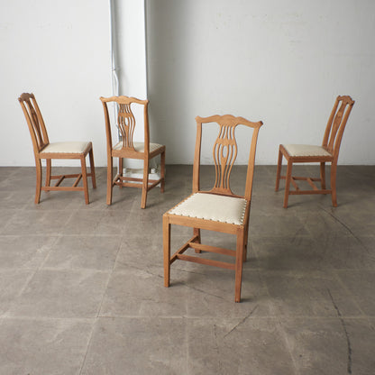 ストリップド加工 ダイニングチェア 4脚セット / 張替済