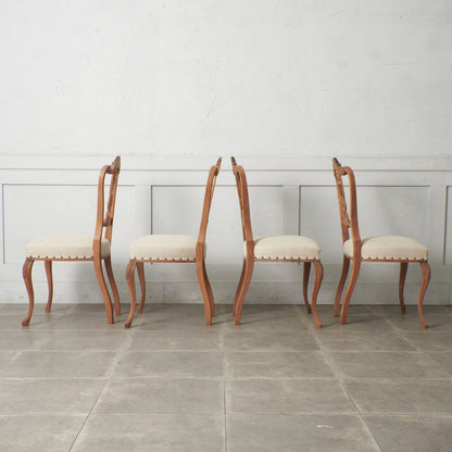 ストリップド加工 ダイニングチェア 4脚セット / 張替済