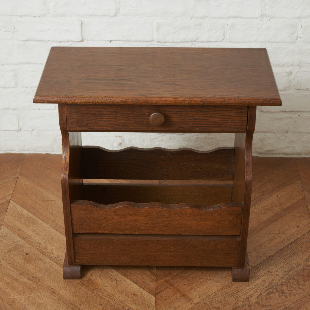 英国クラシック マガジンラック付きサイドテーブル