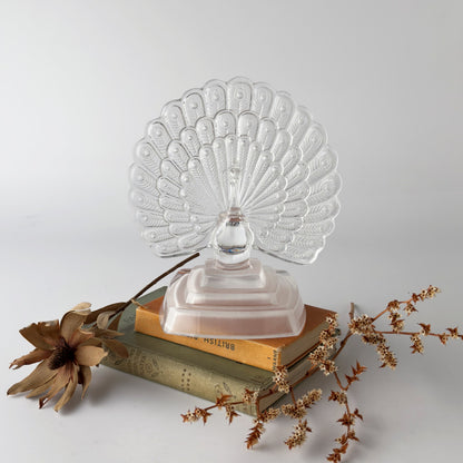 クリスタルガラス 孔雀のオブジェ