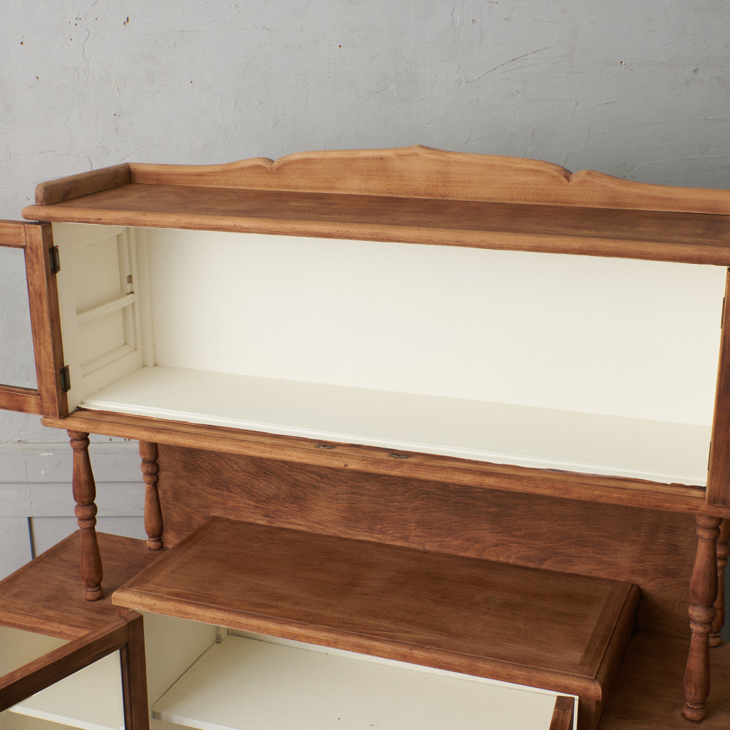 アンティーク ストリップド加工 ガラスキャビネット