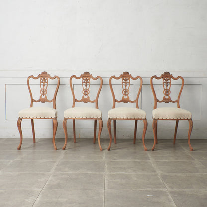 ストリップド加工 ダイニングチェア 4脚セット / 張替済