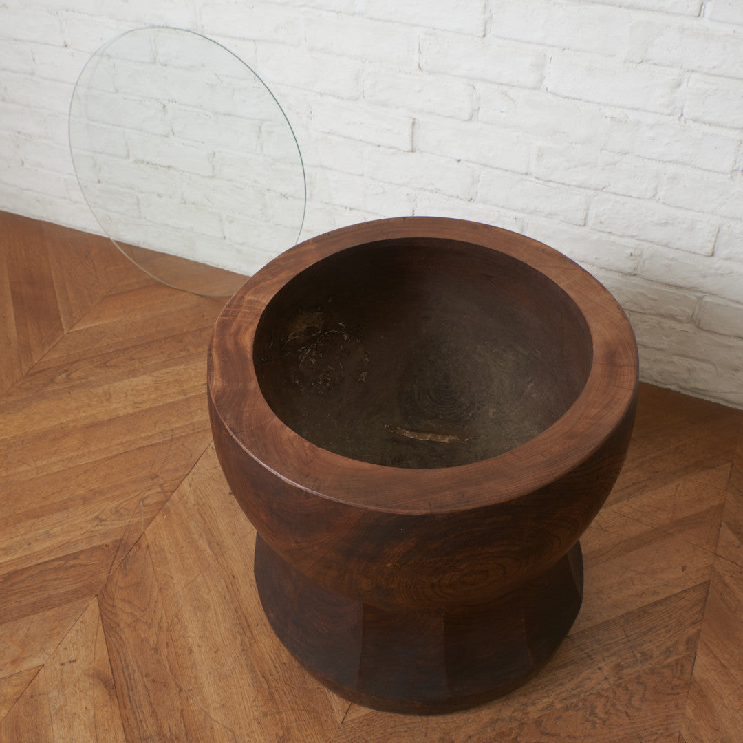 年代物 うす ガラス天板テーブル