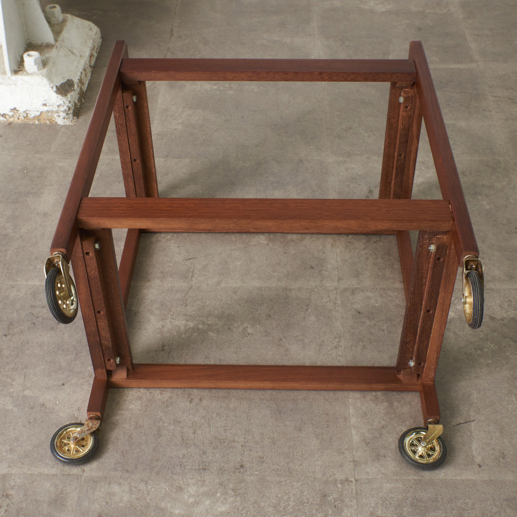 英国ヴィンテージ ガラス天板 キャスターワゴン