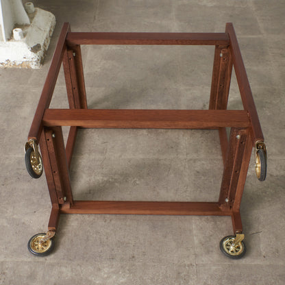 英国ヴィンテージ ガラス天板 キャスターワゴン