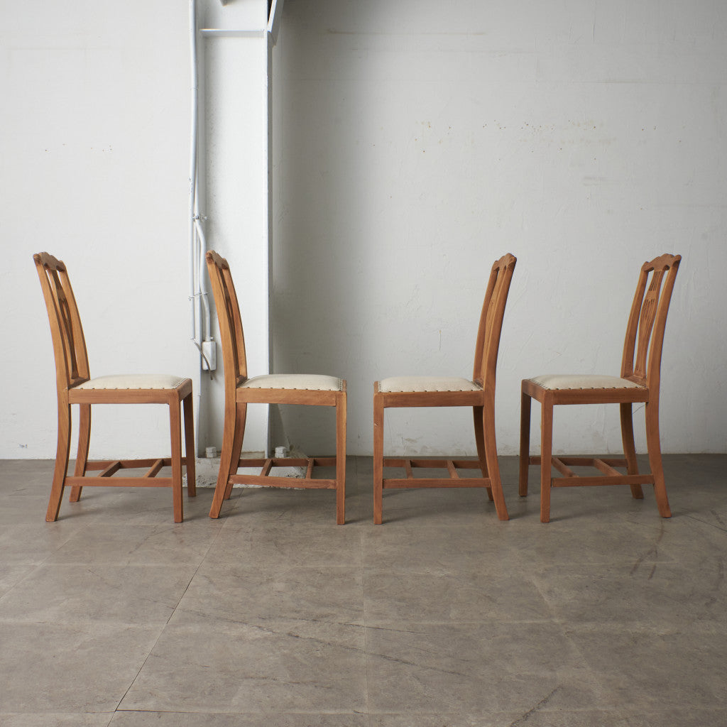 ストリップド加工 ダイニングチェア 4脚セット / 張替済