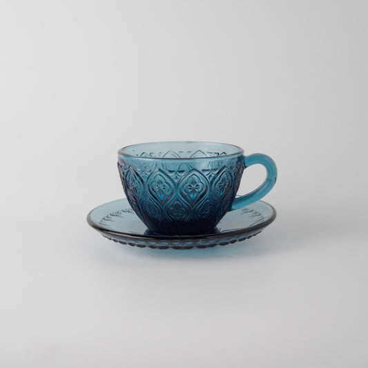 ガラス カップ&ソーサー FIORE ブルー