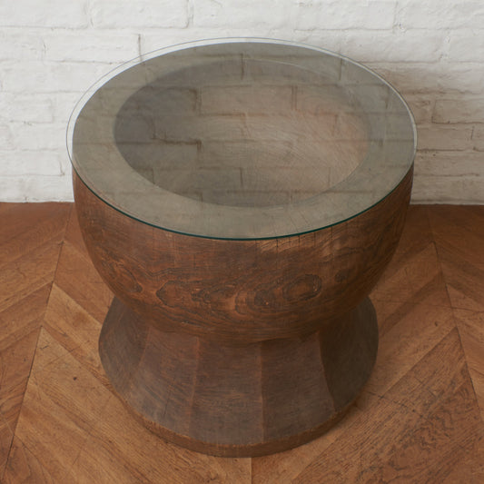 年代物 うす ガラス天板テーブル