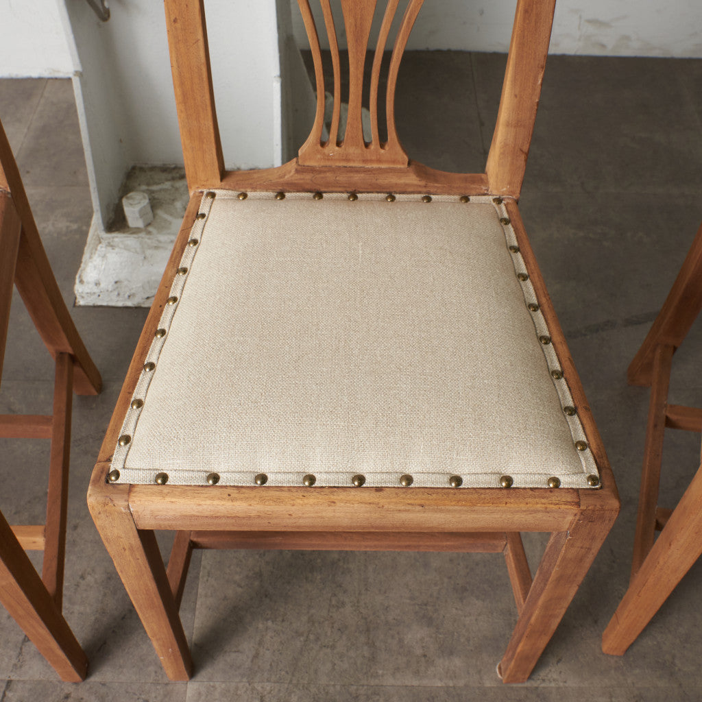 ストリップド加工 ダイニングチェア 4脚セット / 張替済