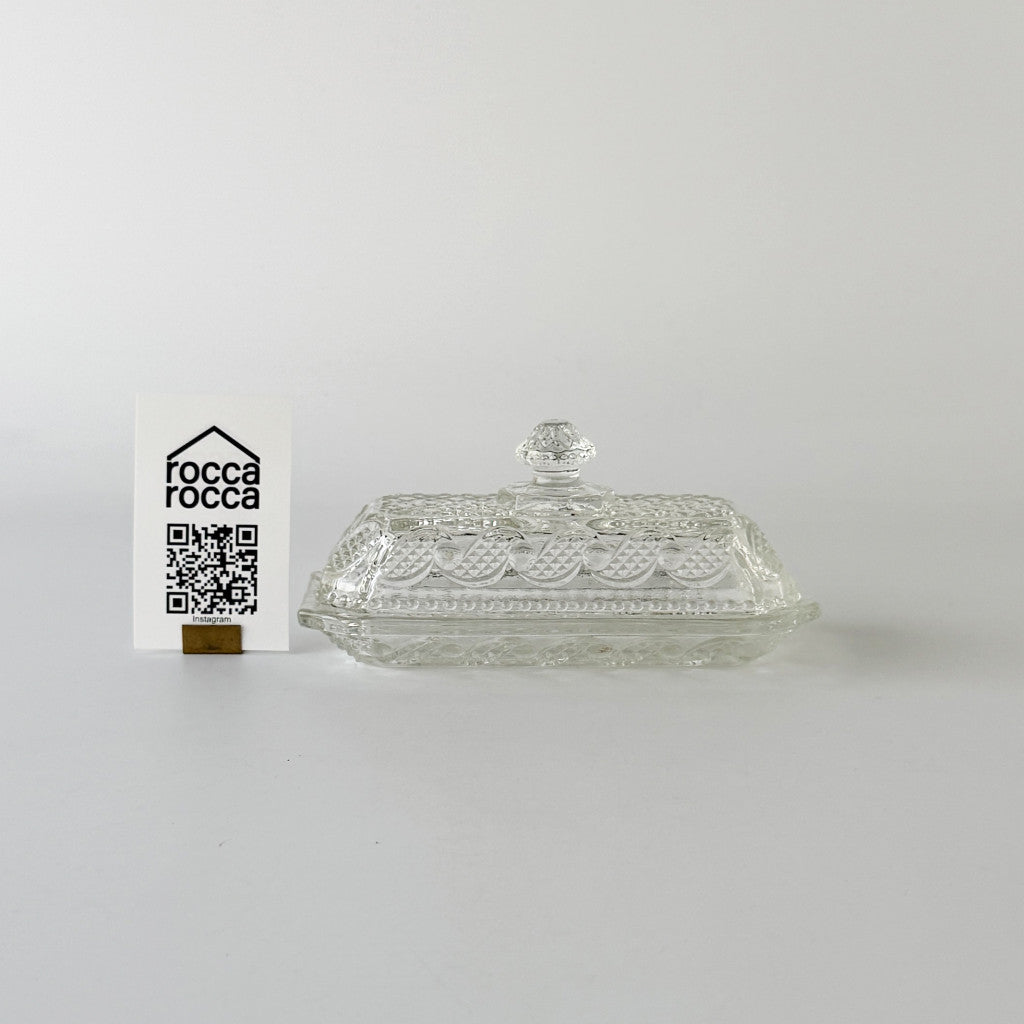 英国ヴィンテージ ガラス製バターケース