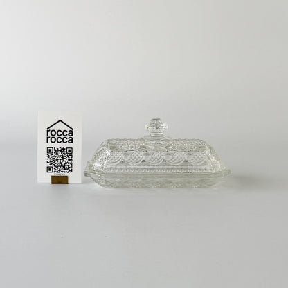 英国ヴィンテージ ガラス製バターケース