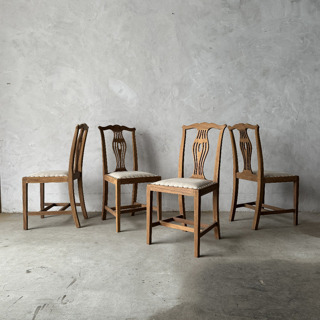 ストリップド加工 ダイニングチェア 4脚セット / 張替済