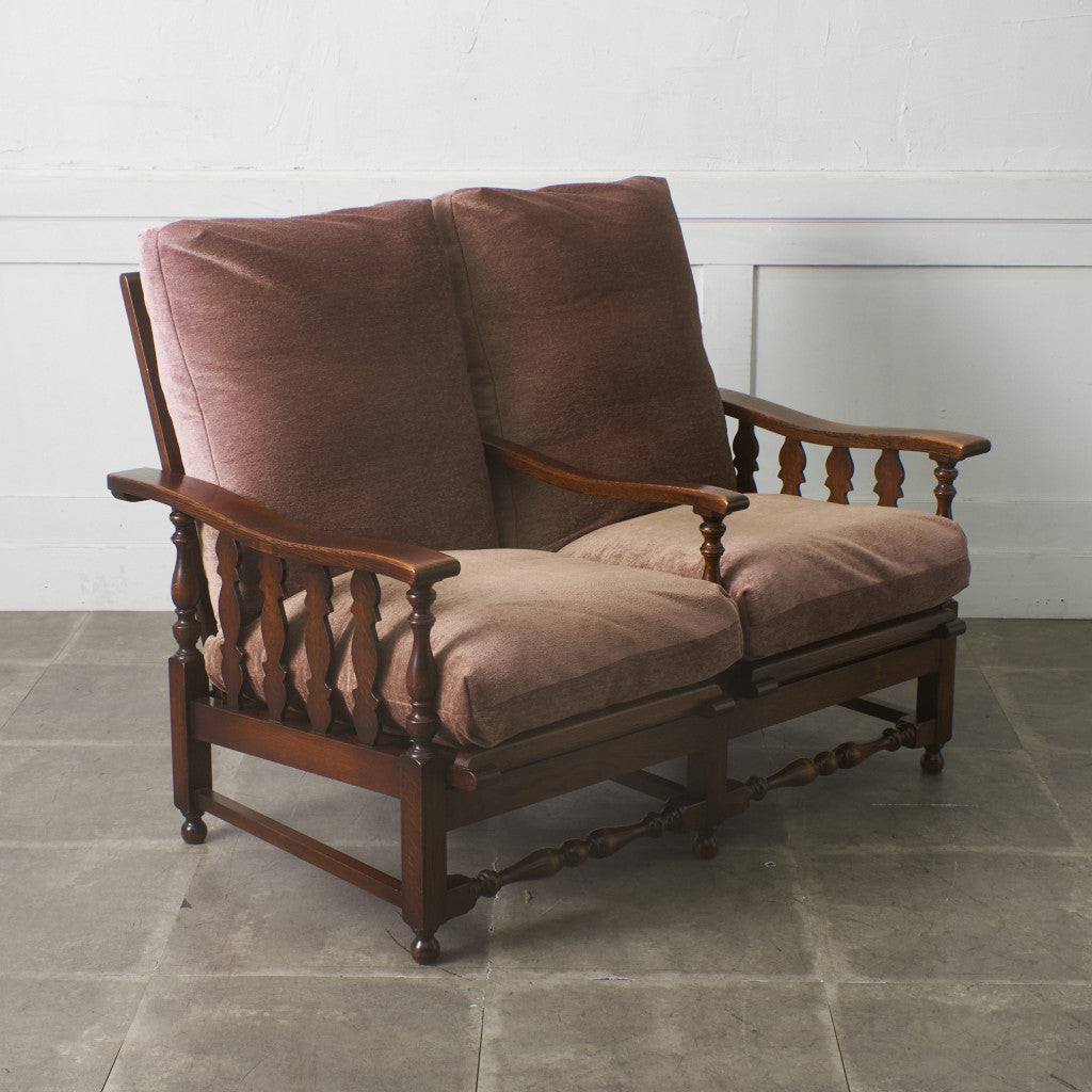 オーク材 アンティーク スタイル 2人掛けソファ