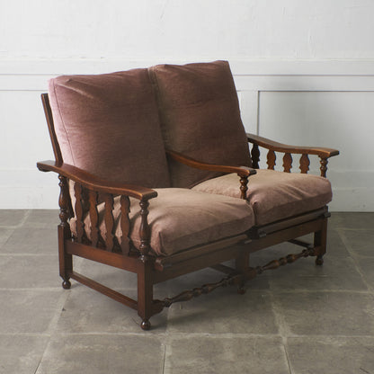 オーク材 アンティーク スタイル 2人掛けソファ