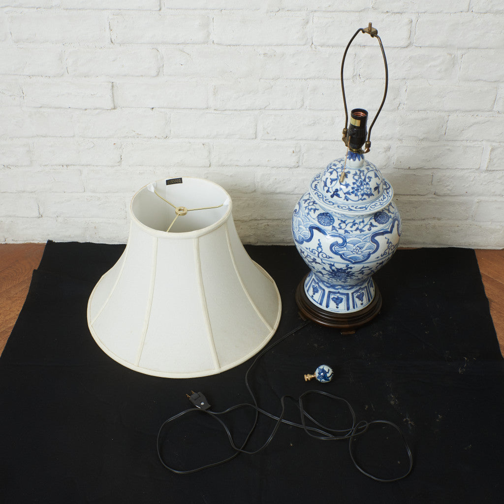 クラシック シノワズリースタイル 染付 テーブルランプ