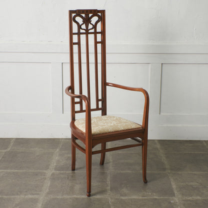 アールヌーボー ハイバック アームチェア / 張替済