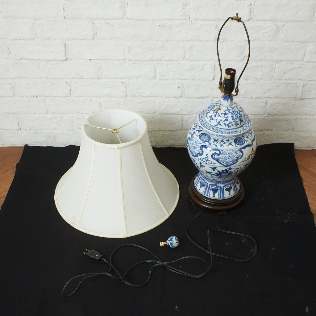 クラシック シノワズリースタイル 染付 テーブルランプ