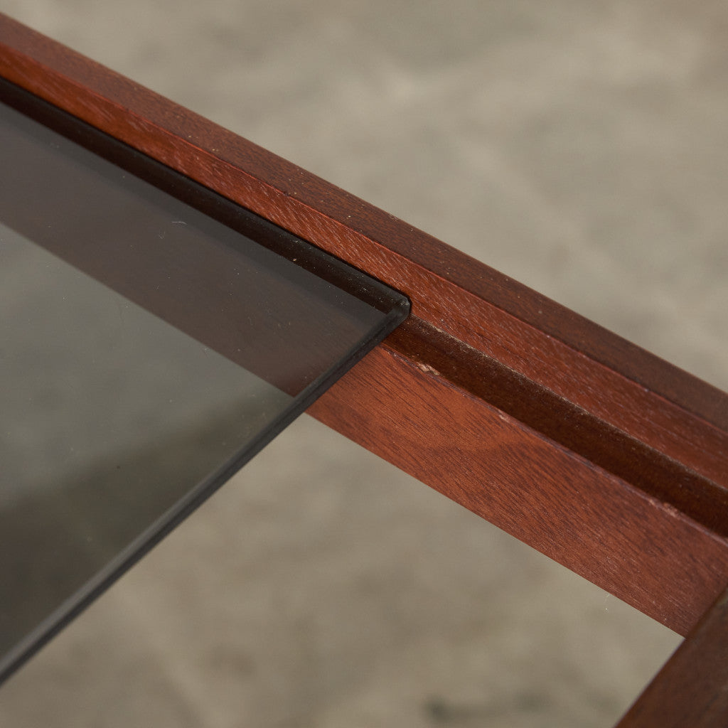 英国ヴィンテージ ガラス天板 キャスターワゴン