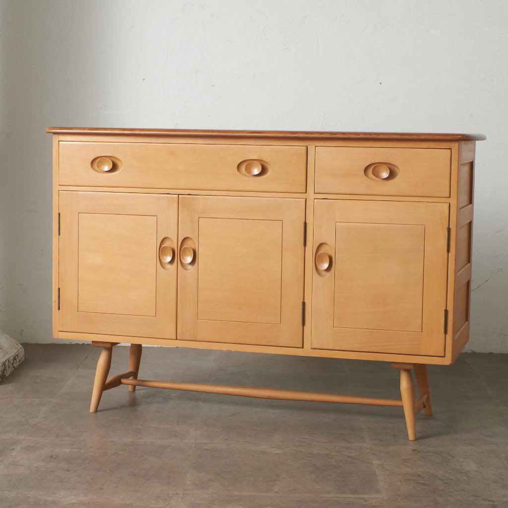 ヴィンテージ　テレビ台　サイドボード　昭和レトロ テレビ台 開き扉タイプ レトロな花ガラス [幅90] 完成品 Bruno