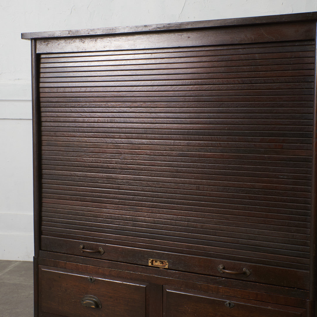 日本製 古い木製 蛇腹扉キャビネット｜rocca rocca