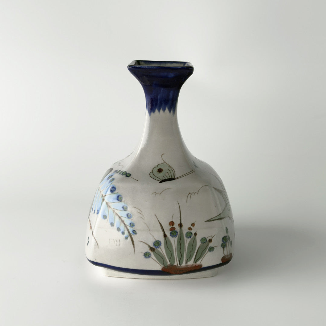 ＊メキシコ＊トナラ焼き　民芸品　フラワーベース 花瓶　グリーン/スクエア 24㎝ メキシコ＊トナラ焼き 民芸品 フラワーベース 花瓶 グリーン