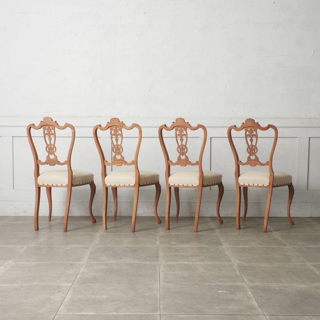 ストリップド加工 ダイニングチェア 4脚セット / 張替済