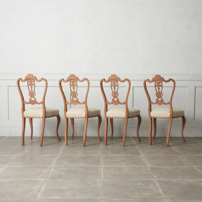 ストリップド加工 ダイニングチェア 4脚セット / 張替済