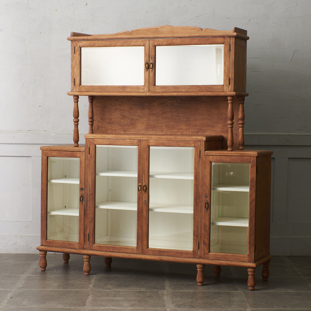 アンティーク ストリップド加工 ガラスキャビネット