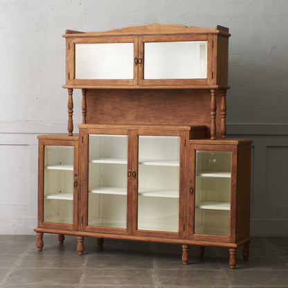 アンティーク ストリップド加工 ガラスキャビネット