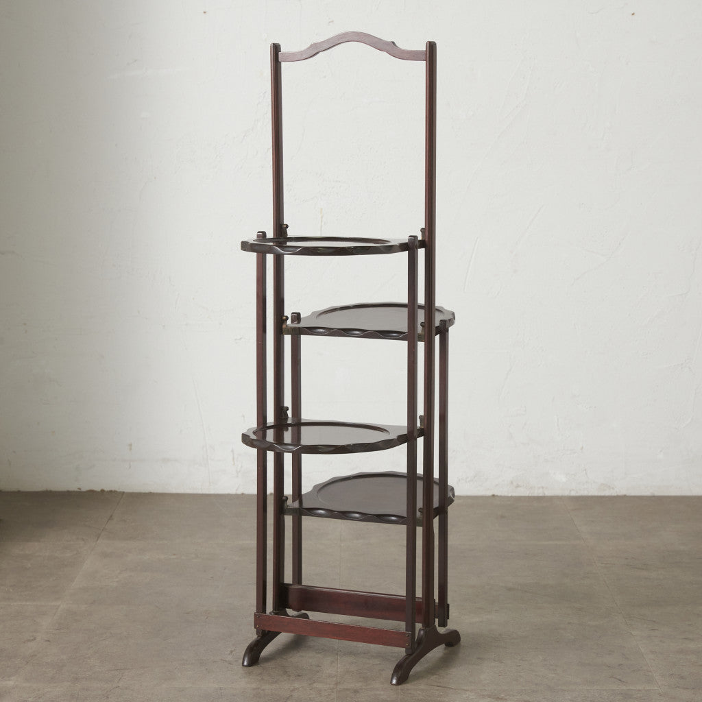 イギリス　アンティーク　ケーキスタンド　アフタヌーンティー　折りたたみ式 イギリス アンティーク 折りたたみケーキスタンド3段/マホガニー/飾り