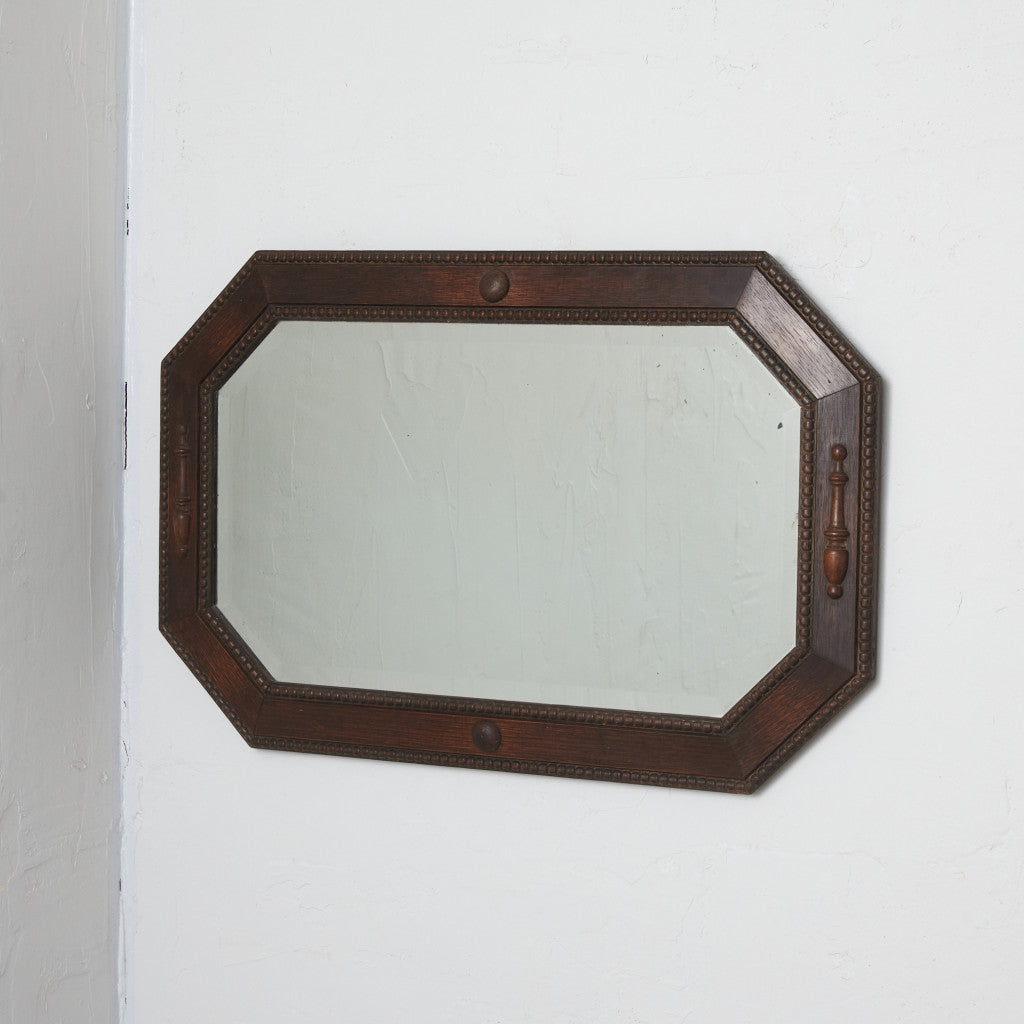 英国アンティーク オーク材 ウォールミラー