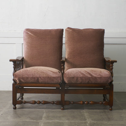 オーク材 アンティーク スタイル 2人掛けソファ