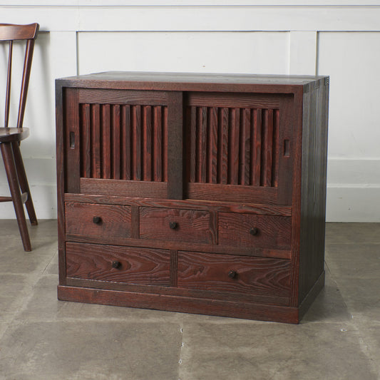 江戸指物 欅材 茶箪笥