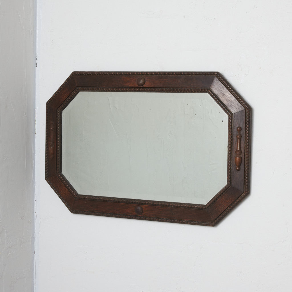 英国アンティーク オーク材 ウォールミラー