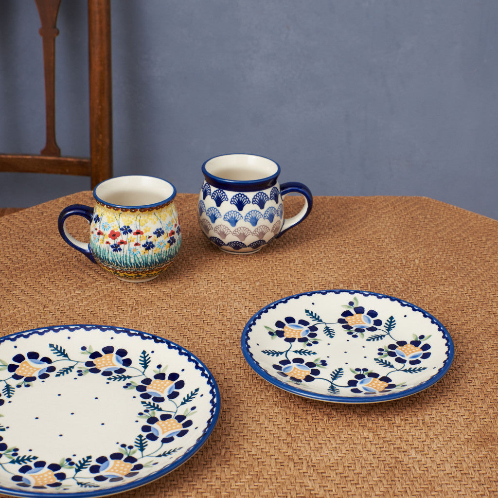 ポーリッシュポタリー プレート ブルー 花柄 17cm